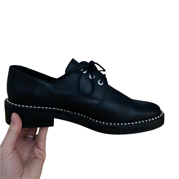 Miista London "Adelaide" Black Leather Oxfords with metal chain trim - Size 7 - Picture 8 of 9